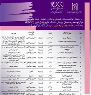 برگزاری کارگاههای پژوهشی به مناسبت هفته پژوهش مرکز RDCC