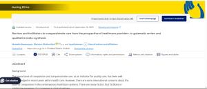 چاپ اولین مقاله با رویکرد متاسنتز در دانشکده پرستاری و مامایی تبریز در ژورنال معتبر Nursing Ethics با همت جمعی از اساتید 